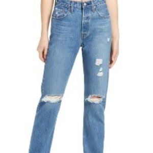 Levi's 501 Ripped Straight Leg Jeans (Athens Crown with Destruction)